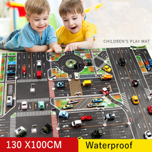 Load image into Gallery viewer, 130*100CM Large City Traffic Car Park Play Mat Waterproof Non-woven Kids Playmat Pull Back Car Toys for Children's Mat